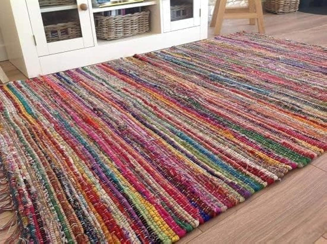 Egypt Antiques Handmade Multicolor Cotton Rug