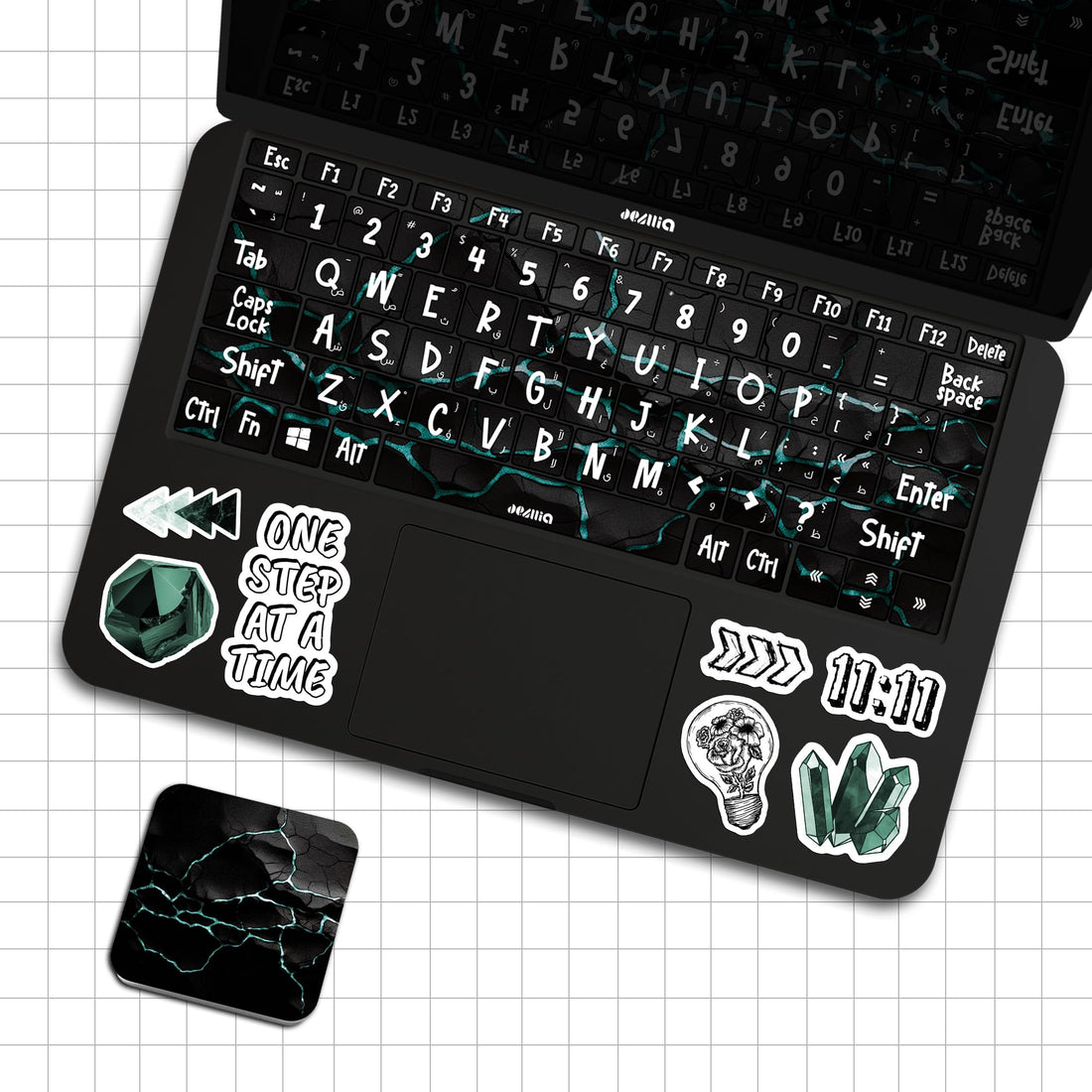 Keyboard stickers compatible with the majority of operating systems - Black Marble style - SK/02