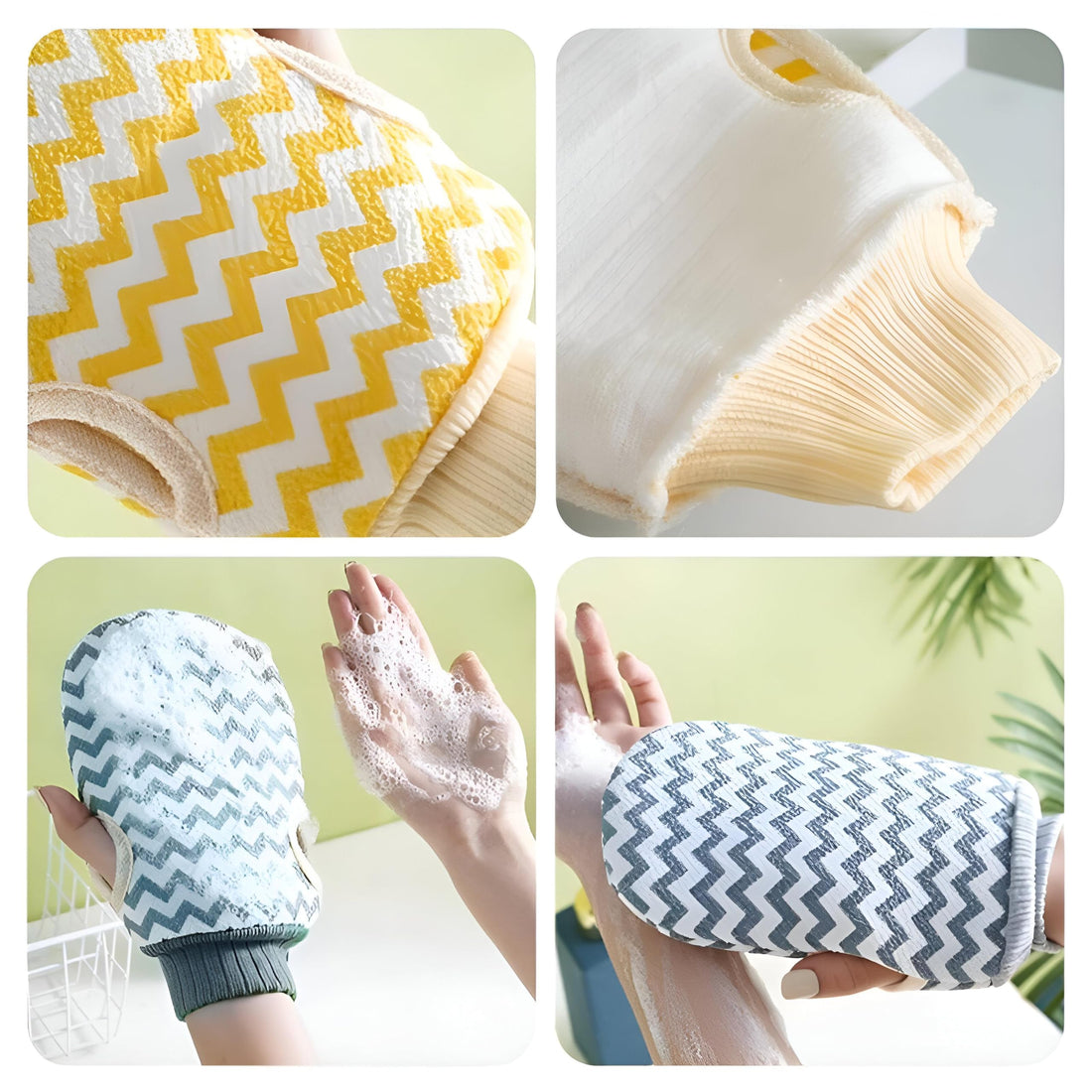 Premium Exfoliating Bath Gloves, Designed to Provide a Refreshing Bath, Full Exfoliation and Relaxing Spa Massage to Effectively Remove Dead Skin in a Variety of Colors (2 Pack)