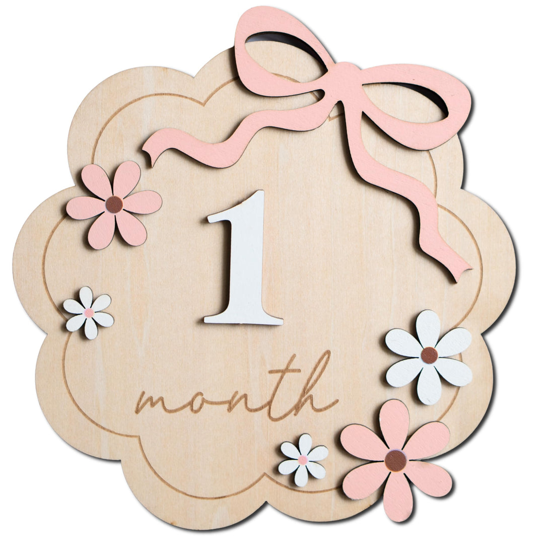Baby Monthly Milestone Cards - Wooden Monthly Milestone Discs - Newborn Photography Props to Document Your Baby´s Growth - Baby Announcement Sign (B11)