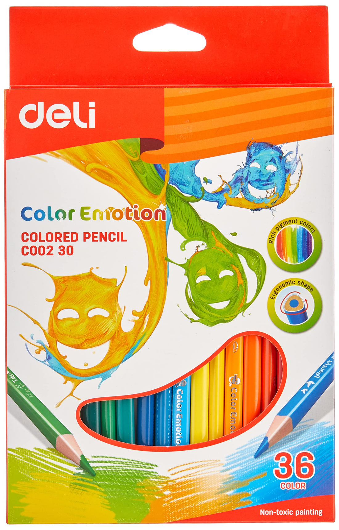 Deli c00230 coloured pencil pack of 36 colors - multi color