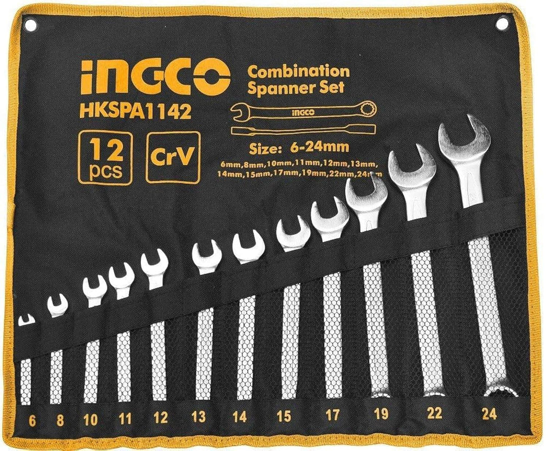 Ingco – hkspa1142- Combination Spanner Wrench Set 6 – 24 mm, 12 Pieces