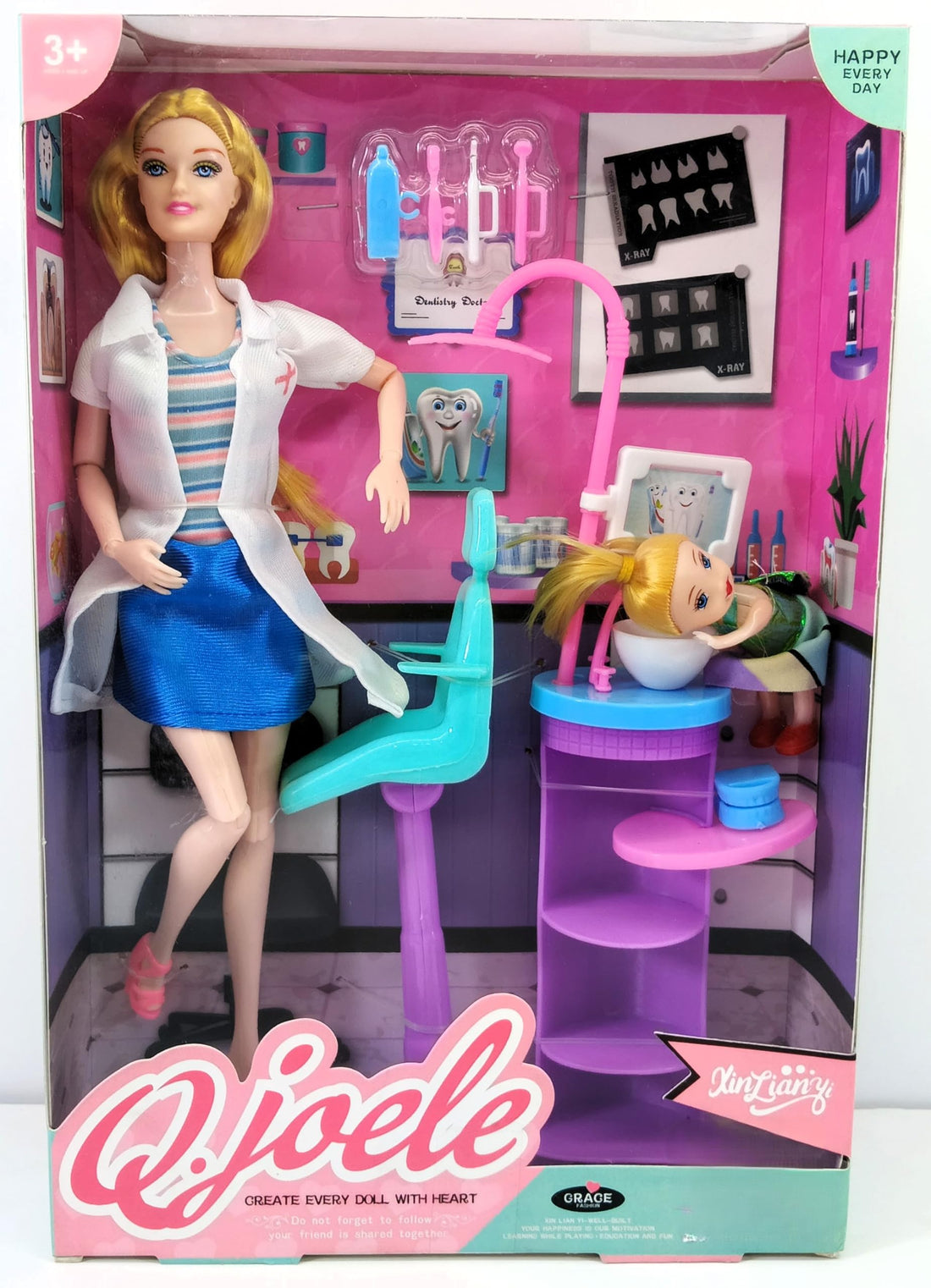 Q.joele Dentist Doll Playset with Patient and Dental Clinic Accessories, for Ages 3 and Up