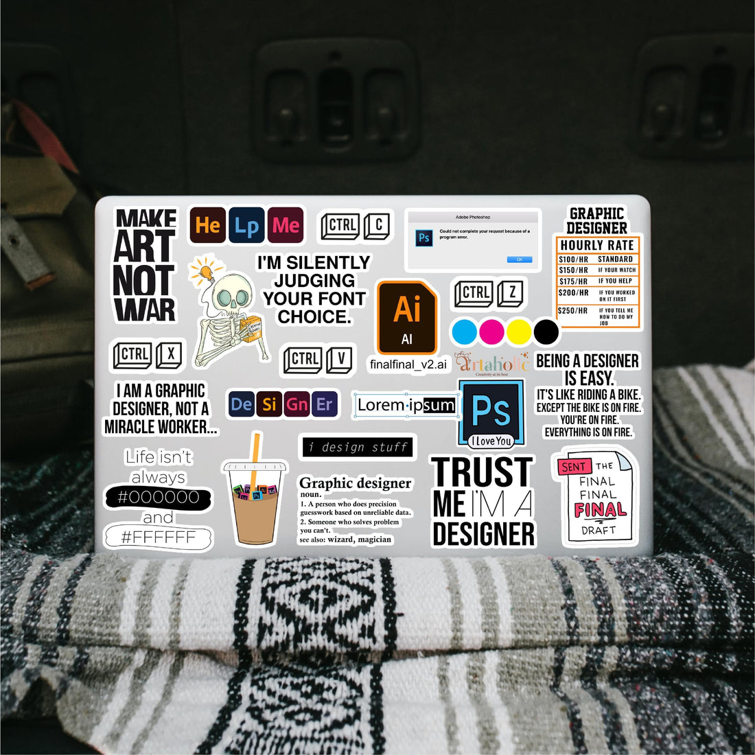 Artaholic - Major Laptop Sticker | vinyl, 20 Pcs | easy peeling and Stick (Graphic Design)