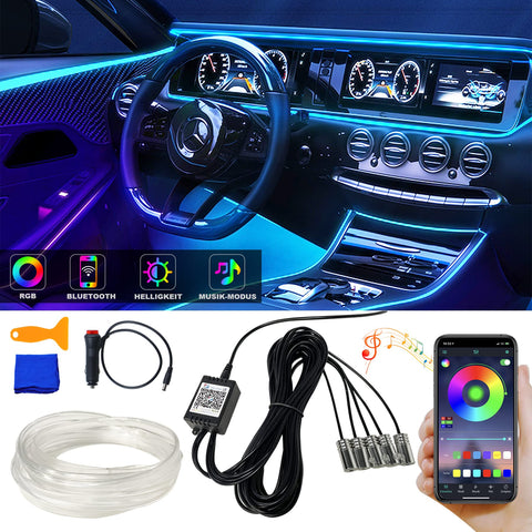car led interior strip lights, 5 in 1 with 236 inches fiber optic rgb car led strip lights, app control, 16 million colors, sync with music, ambient lighting car kit for dashboard door