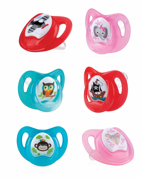 Nuby Printed Pacifier Set, Blue - 2 Pieces