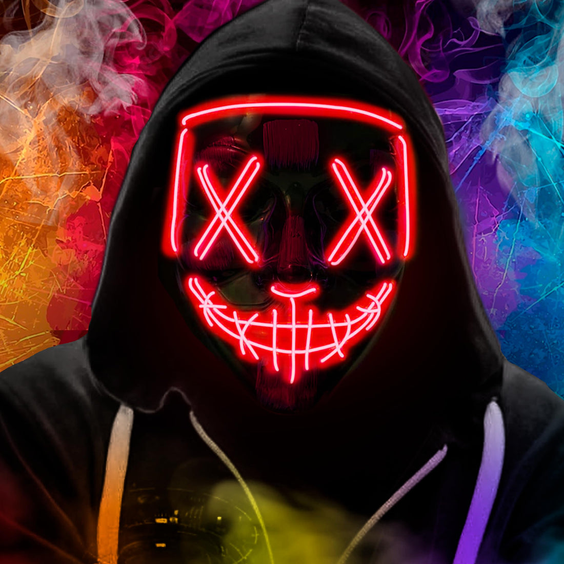 Unisex Halloween Masks, LED Purge Masks Scary Light Up Masks Cosplay Led Halloween Masks for Raves Creepy Mask for Adult and Kids (RED)