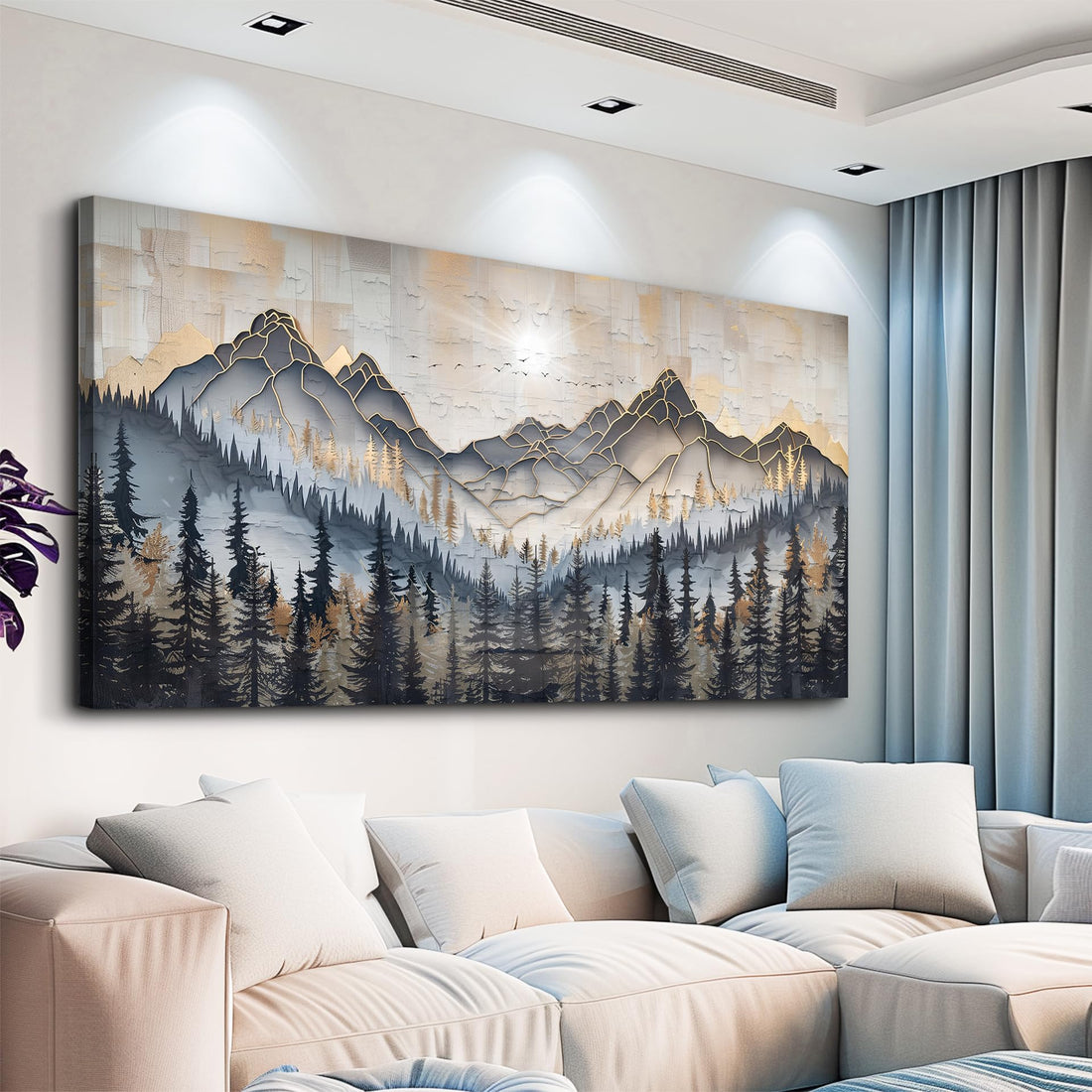 PHAOHUAXM Large Wall Art For Bedroom Wall Decor For Living Room Modern Office Dining Room Decor Abstract Ink-Wash Landscape Mountain Wall Pictures Printed Canvas Mountain Artwork Home Decor 20"X40"