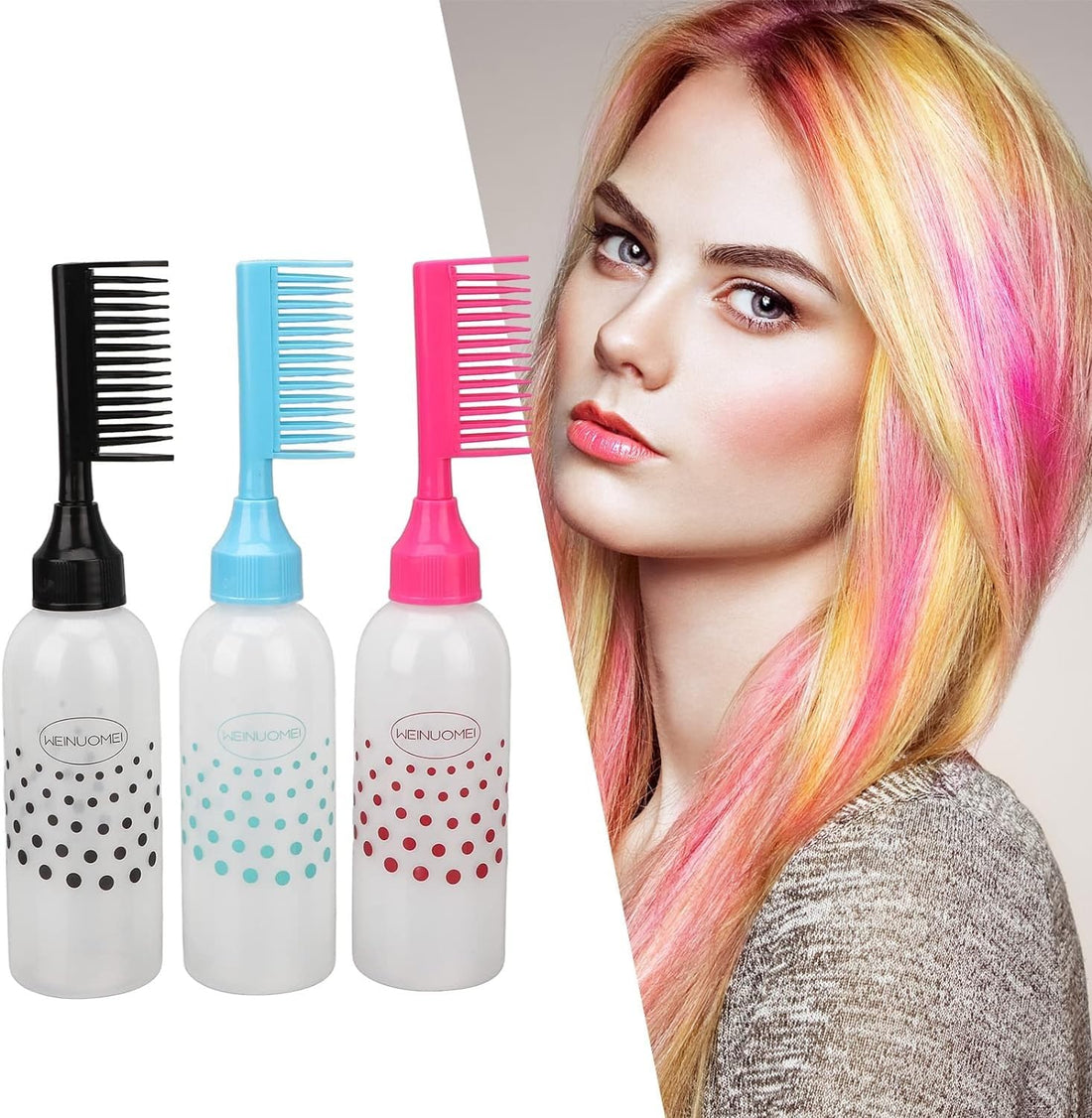1 pc Hair Comb Applicator Bottle, Clear Scale Ergonomic Design Plastic Hair Coloring Bottle for Hair Dye Shampoo