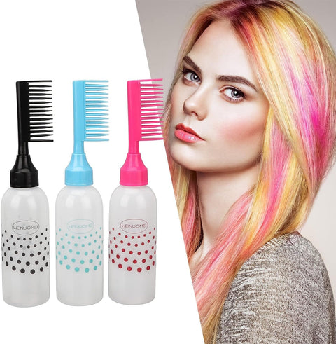 1 pc Hair Comb Applicator Bottle, Clear Scale Ergonomic Design Plastic Hair Coloring Bottle for Hair Dye Shampoo