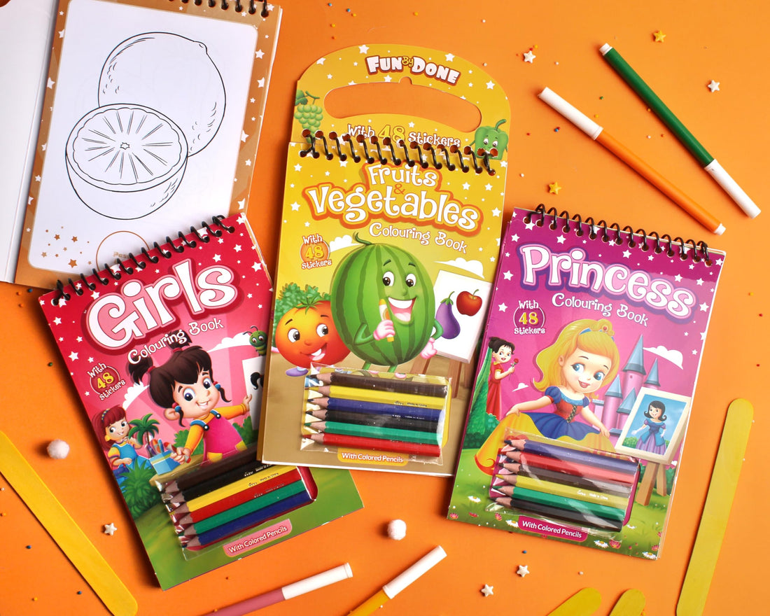 3 Princesses, Girls, Fruit and Vegetable Coloring