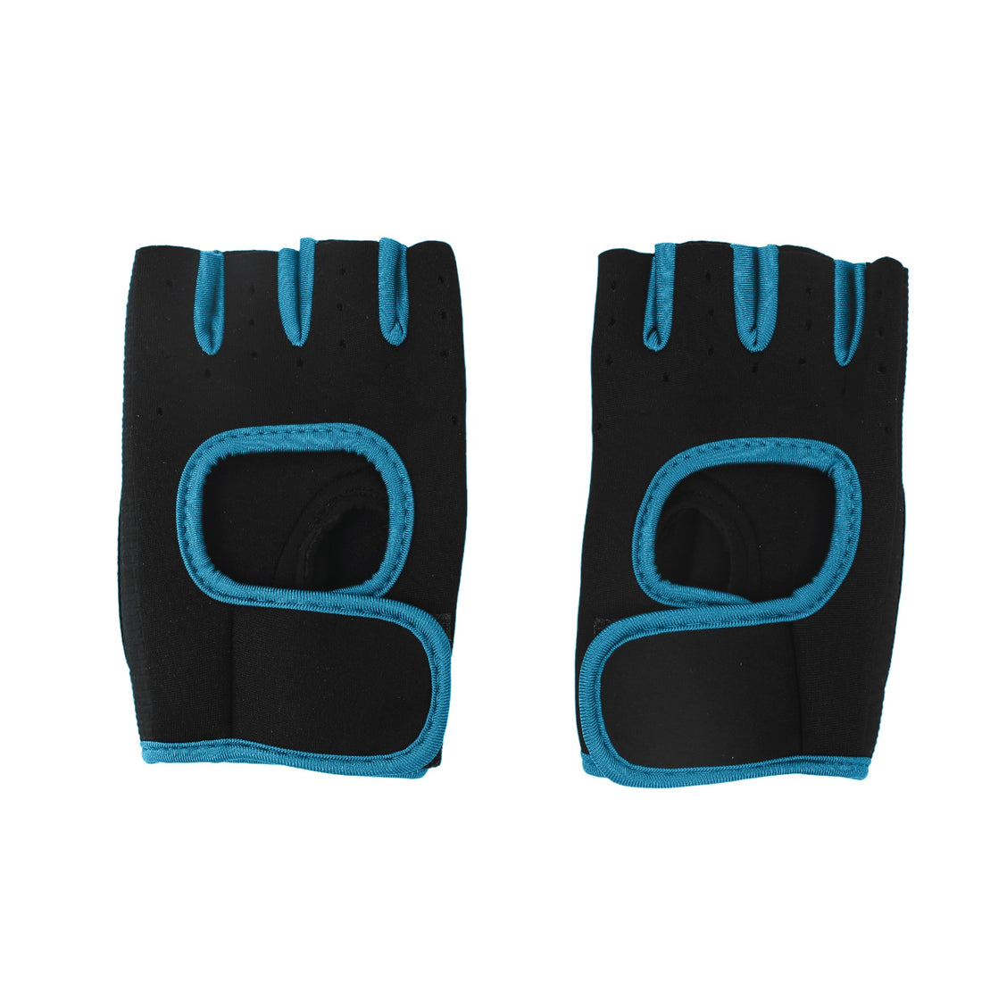 Two-Piece Fabric Gym Gloves For Strength Training - Black And Light Blue