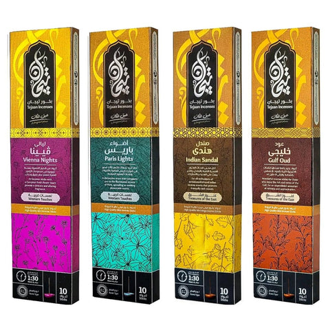 40 Sticks Mini Incense Premium Quality Incense 90 Minutes (Oud Khaleeji - Indian Sandal - Vienna Layali - Paris Lights)