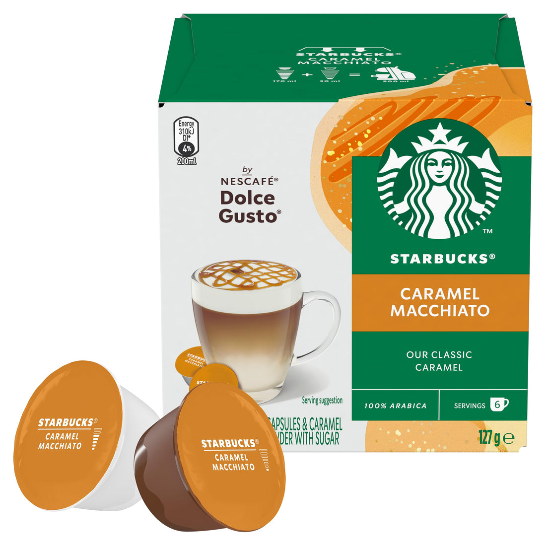 NESCAFÉ DOLCE GUSTO STARBUCKS Caramel Macchiato by Coffee Pods, Box of 12 Capsules, 127.8g (6 Serves)