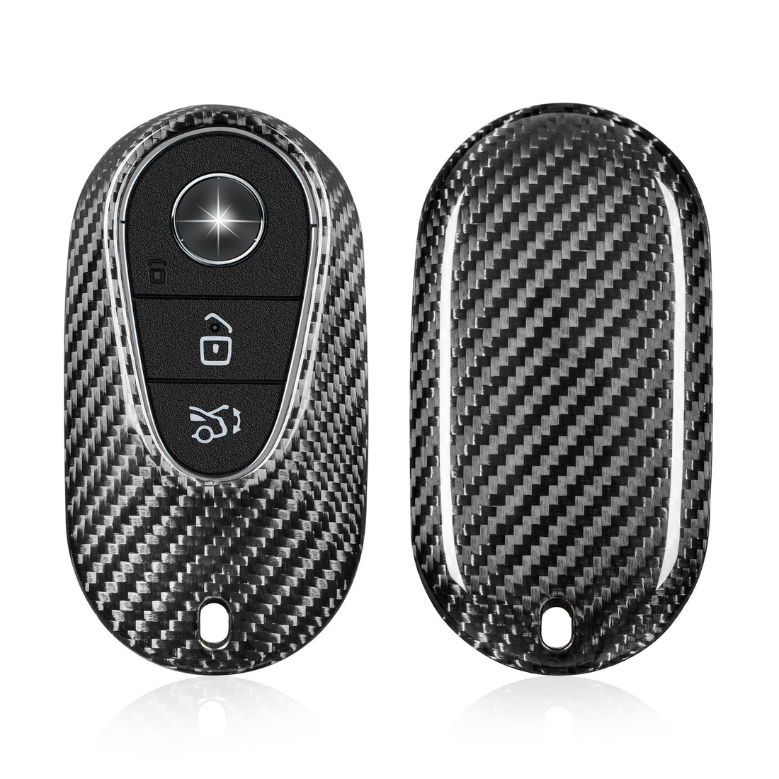 T-carbon for Mercedes Benz EQS450+Key Fob Cover,Real Carbon Fiber Key Case Key Shell Protector for Benz EQE350 S580 C300 C-Class S-Class G-Class E-Class 2020-2023 Key Fob Cover,Silver Black