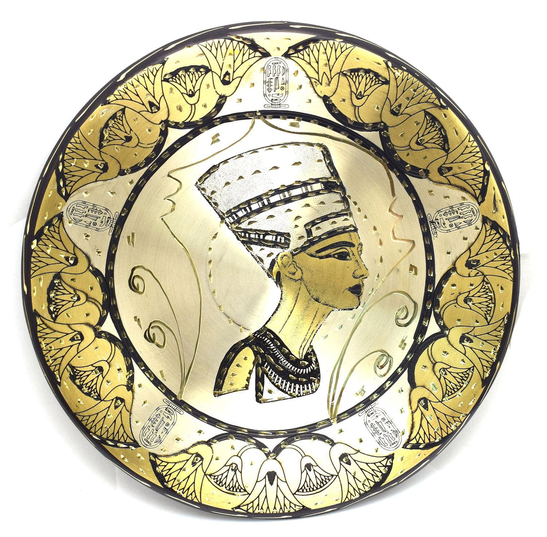immatgar pharaonic Decorative copper plate - Dish Egyptian souvenirs gifts from Egypt (Nefertiti - Diverse Shape - 16 CM)