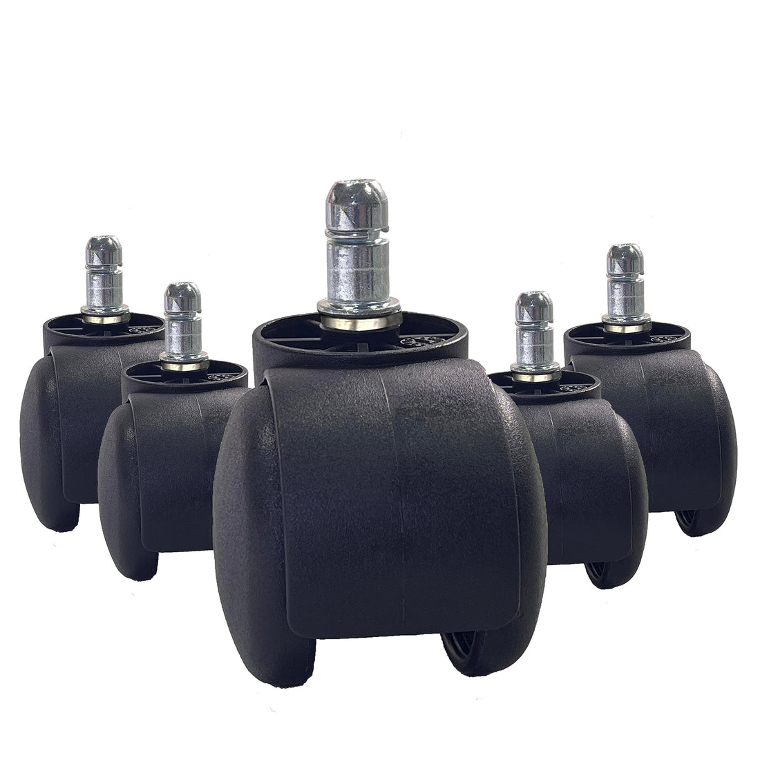 BTExpert 2" Office Chair Wheels Heavy Duty Desk Computer Gaming Casters, Safe All Floors Hardwood, Carpet, Rotating Mute Universal Standard Stem Size Fits 99% Replacement Set of 5 (Black)