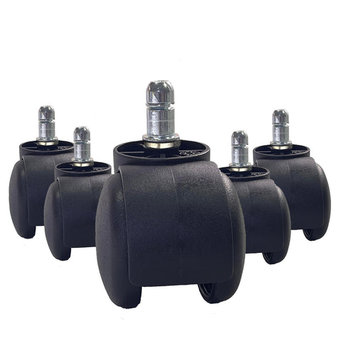BTExpert 2" Office Chair Wheels Heavy Duty Desk Computer Gaming Casters, Safe All Floors Hardwood, Carpet, Rotating Mute Universal Standard Stem Size Fits 99% Replacement Set of 5 (Black)
