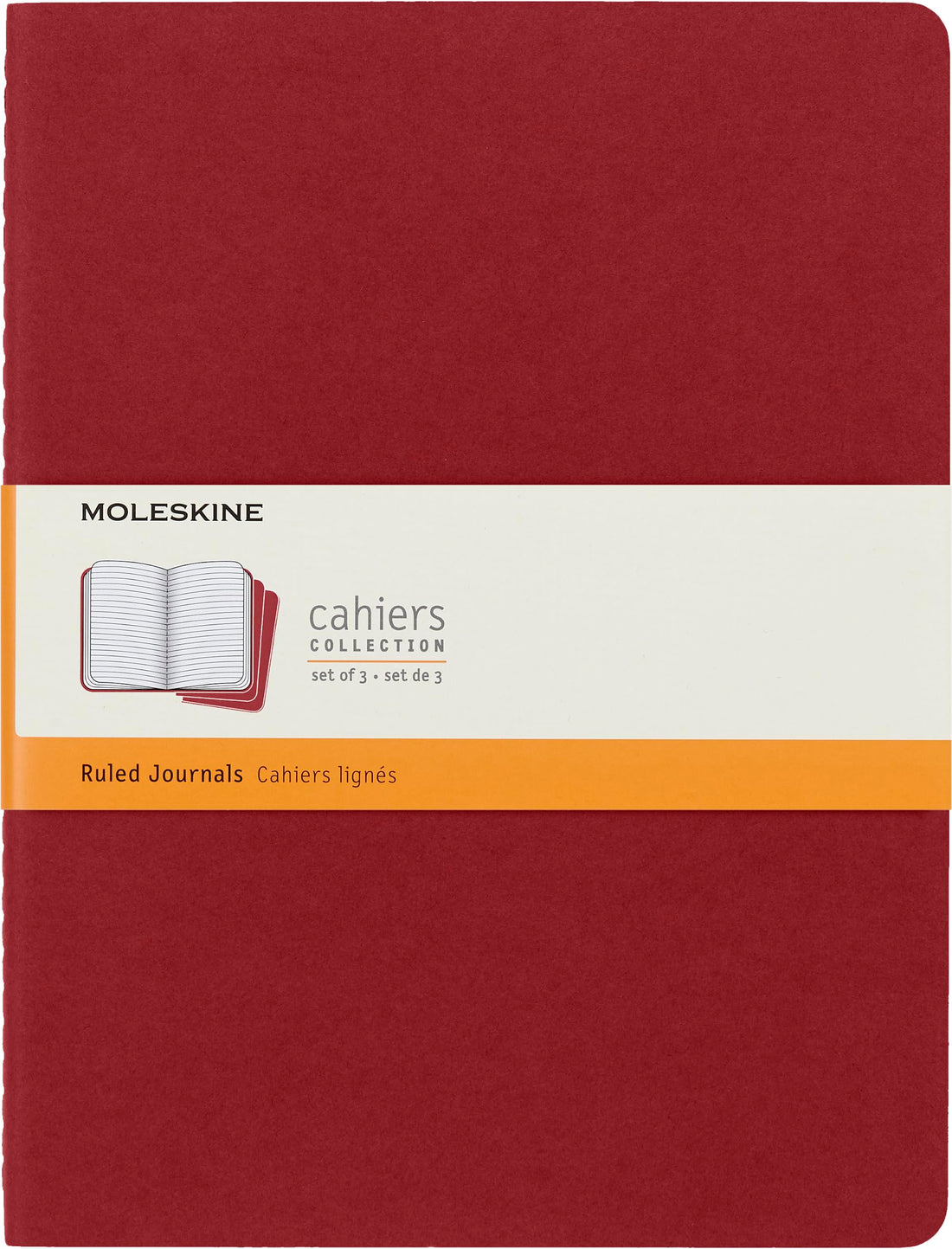 Moleskine Ruled Cahier Xl - Red Cover (3 Set)