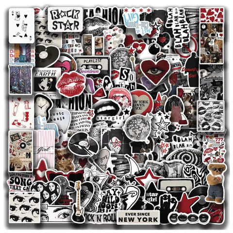 100pcs - Downtown Girls Waterproof Graffiti Sticker Aesthetic Decorative - Luggage - Cup - Guitar - Laptop Skin - Phone - Notebook - Kids Stickers