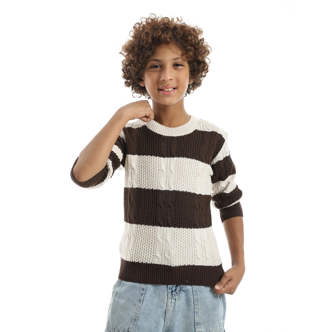 Andora Boys Strapped Round Collar Pullover Sweater