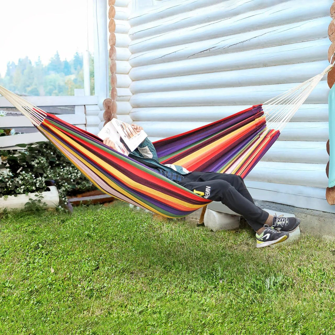 Portable Single Hammock – Lightweight, Breathable Canvas for Travel, Camping, & Backyard – Non-Slip, Easy Setup, 80x200cm, Comfortable & Relaxing