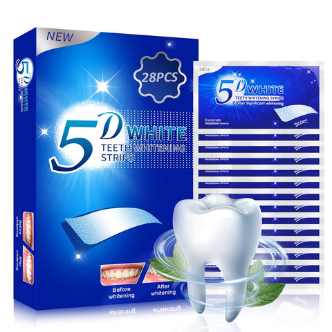 SEAAES Teeth Whitening Strips 5d Teeth Whitener Strips Effective Home Use Tooth Whitening Kit Mint Flavor 14 Pouches 28pcs