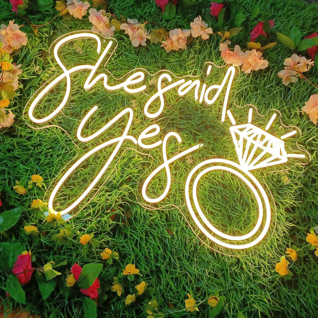 She Said Yes Wedding Love Marry Cheer LED Neon Sign for Wall Decor USB Adjustable Brightness Living Room Bars Pub Club Gatherings Art Wall Decor
