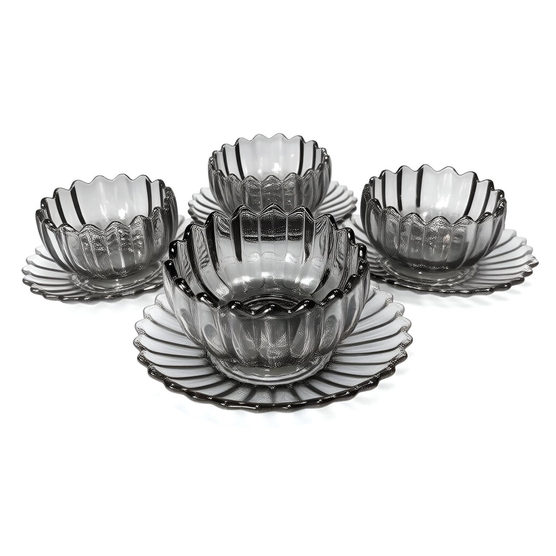 Multi-Use Crystal Dishware - 12-Piece Serving Set for Desserts, Salads, Pickles, and Nut Mixes, Suitable for Elegant Gatherings and Daily Use (Famiyah)