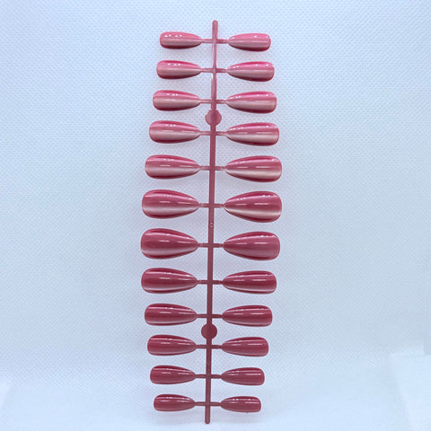 Cat Eye Press On Nails – 24pcs Almond Shape Magnetic Effect Fake Nails, Glossy Salon Finish, Reusable Stick On Nails in Beige, Deep Pink and Dark Red (Dark Pink)