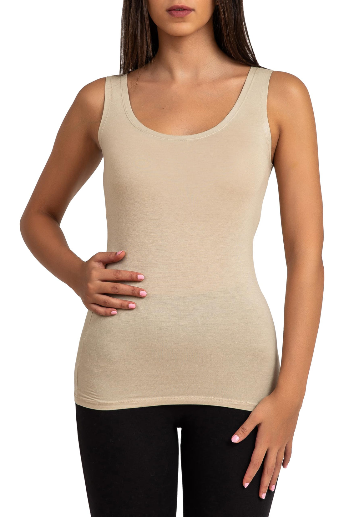 Charmaine Womens Wide Strap Viscose Tank Top Undershirt