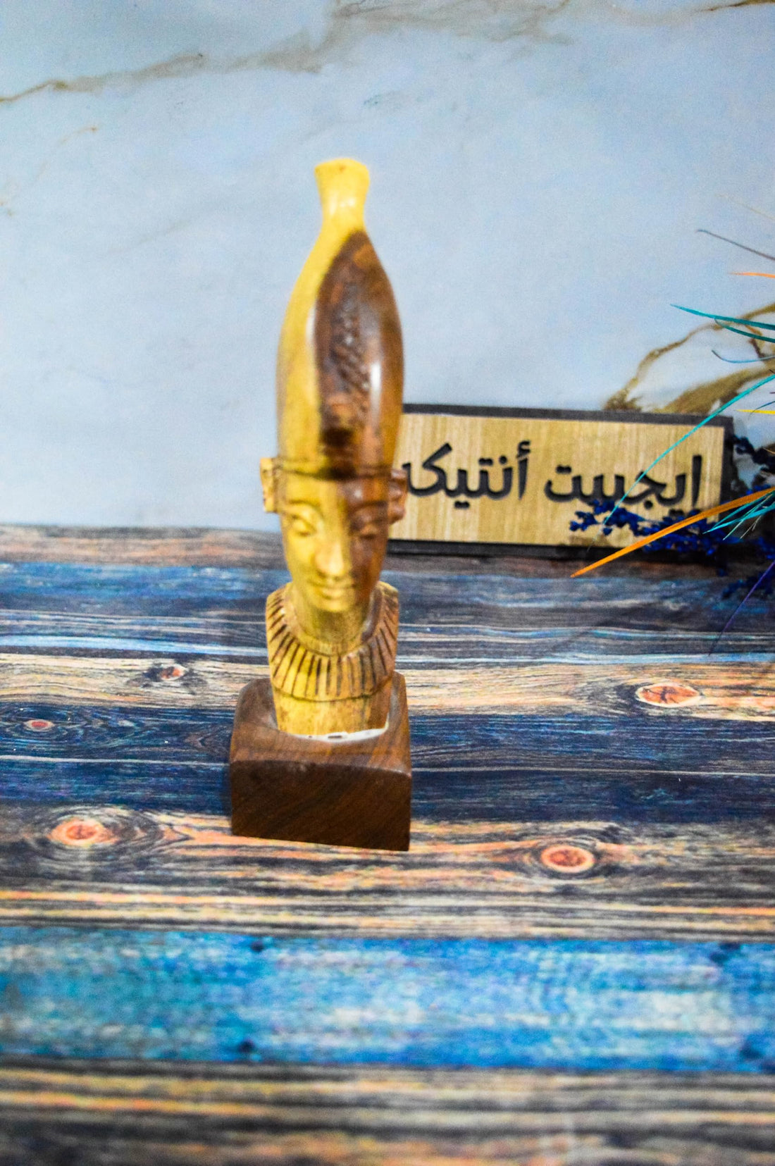 Egypt Antiques Statue Ramses Sculpture Of Sarsoo Wood Production Antix 100% Handmade