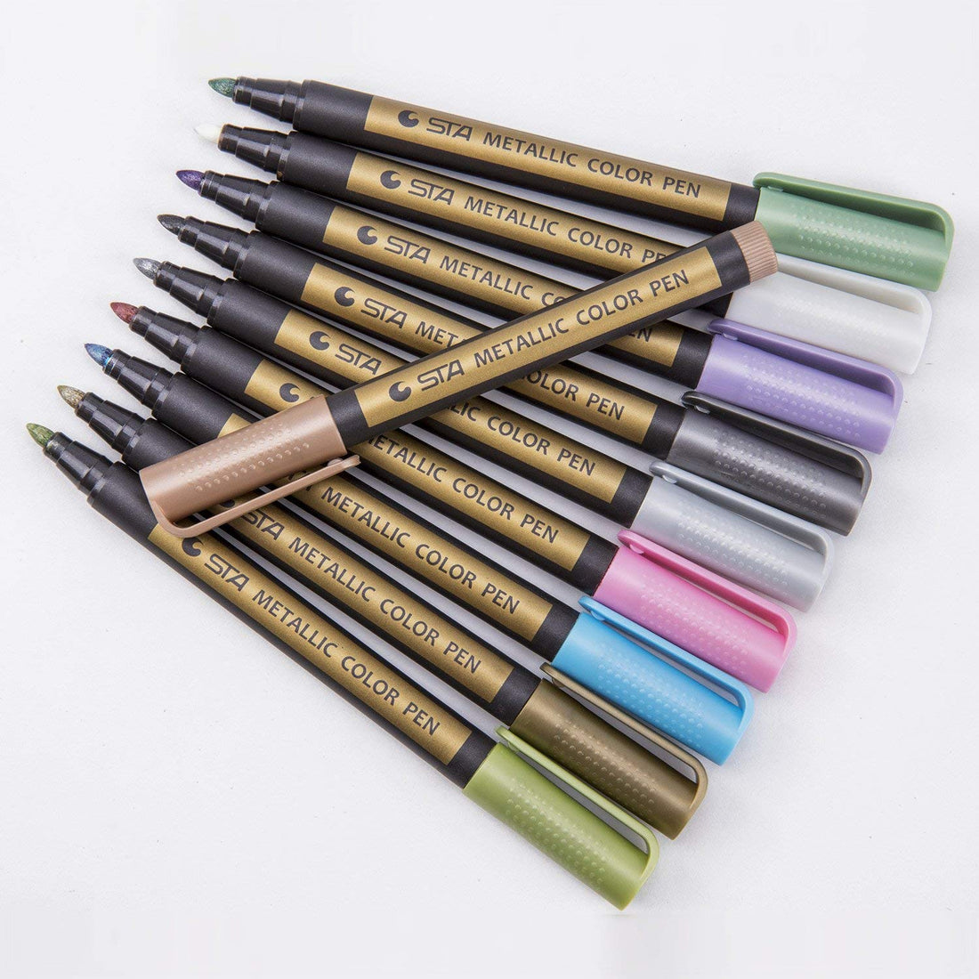 Litchi Metallic Marker Pens, Set of 10 Assorted Colours Painting Pens Art Marker for Card Making, Scrapbooking, DIY Photo Album, Plastic, Glass, Metal, Wood, Stone, Clothes and Pottery