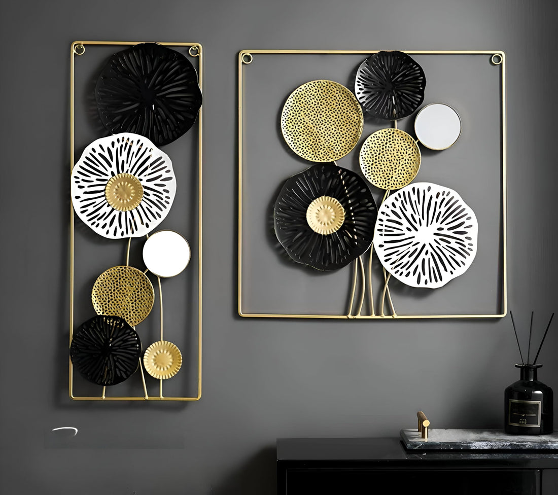 Elegant Wall Sculpture - Chic Round Metal Art in Gold Finish, Adds Style and Sophistication to Your Home Decor, Lightweight and Easy to Hang, Enhancing the Appealing of Your Room (option 1 & option3)
