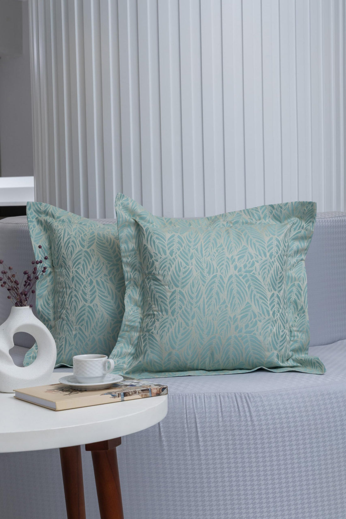 nit - Set Of 2 Mint Cushion -Jacquard - (800 TC) 100% Egyptian Cotton
