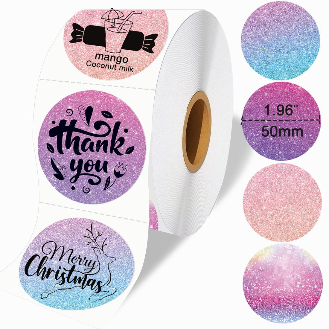 2'' x 2'' Round Thermal Labels, 2 inch Round Thermal Sticker Labels for Business and Home, Circle Thermal Printer Labels for DIY Logo Design, Thanks Card, 500 Labels for Printer, 1 Roll