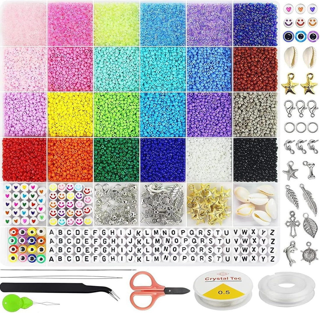 16800 Pcs Beads for Bracelets, 2mm Glass Seed Beads for Jewelry Making Kit, 24 Colors, DIY Friendship Bracelet