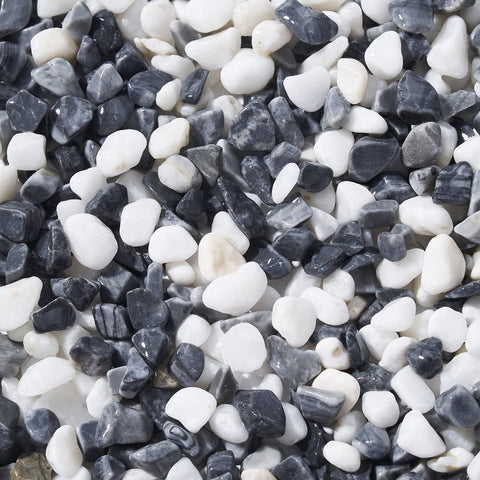 1.8KG(3.96lb) Colorful Fish Tank Stones Decorative Stones and Pebbles for Plant Pot, 6~9mm White and Grey Fish Tank Gravel Aquarium Gravel, Natural Color Unfading