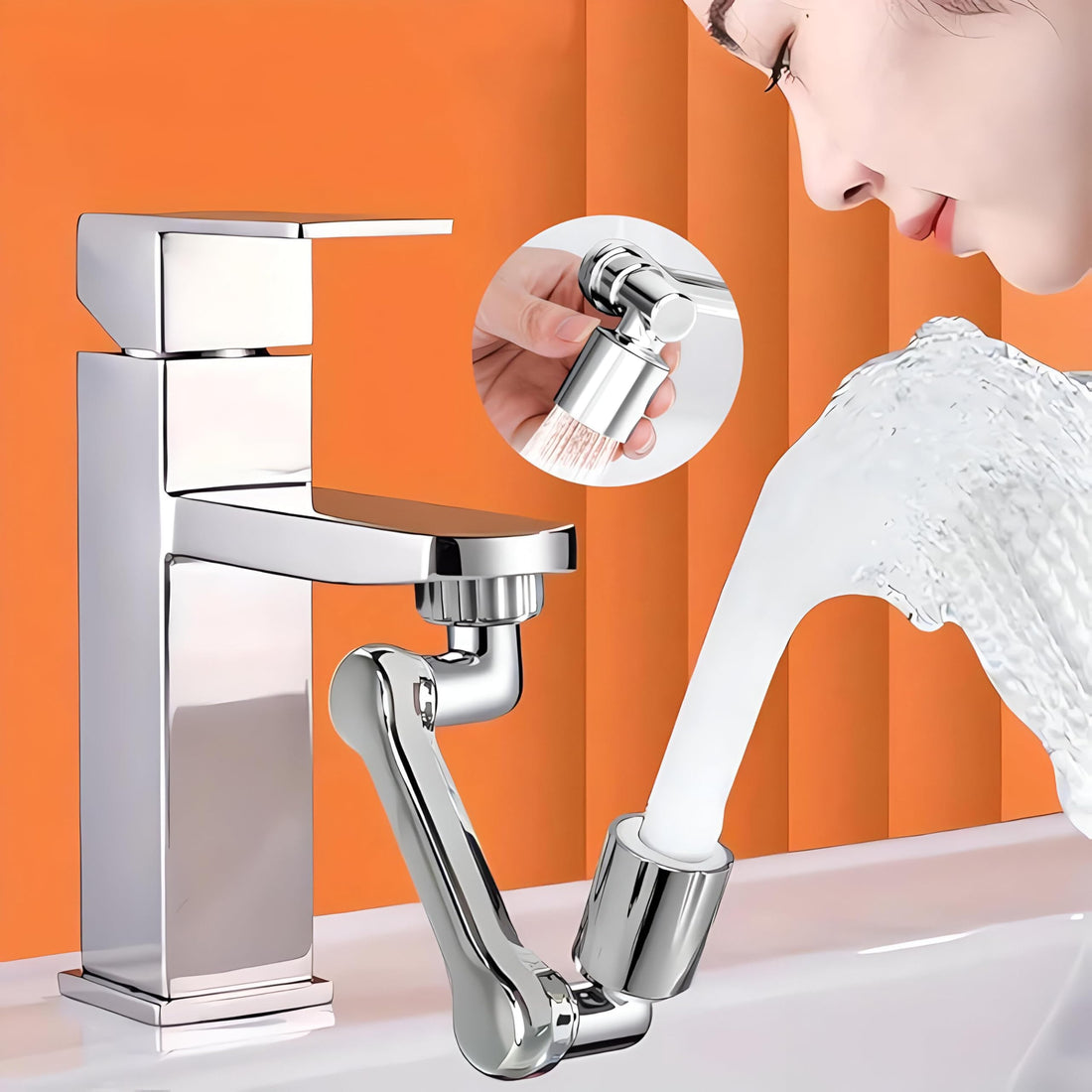 Faucet Extender - Multifunctional Swivel Sink Water Dispenser with 2 Water Output Modes, Universal Faucet Extender Rotates 360° Adjustable Water Flow, Easy to Install and Clean (Silver, 2 Diffusers)