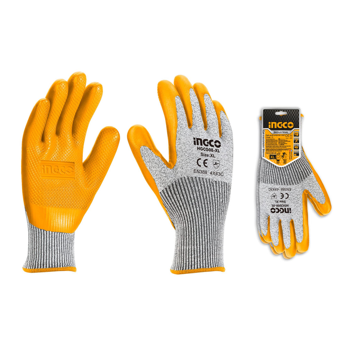 Ingco Hand Gloves, Anti Cut Resistant, Industrial Use Safety Gloves, Gardening Gloves, for Finger and Hand Protection.