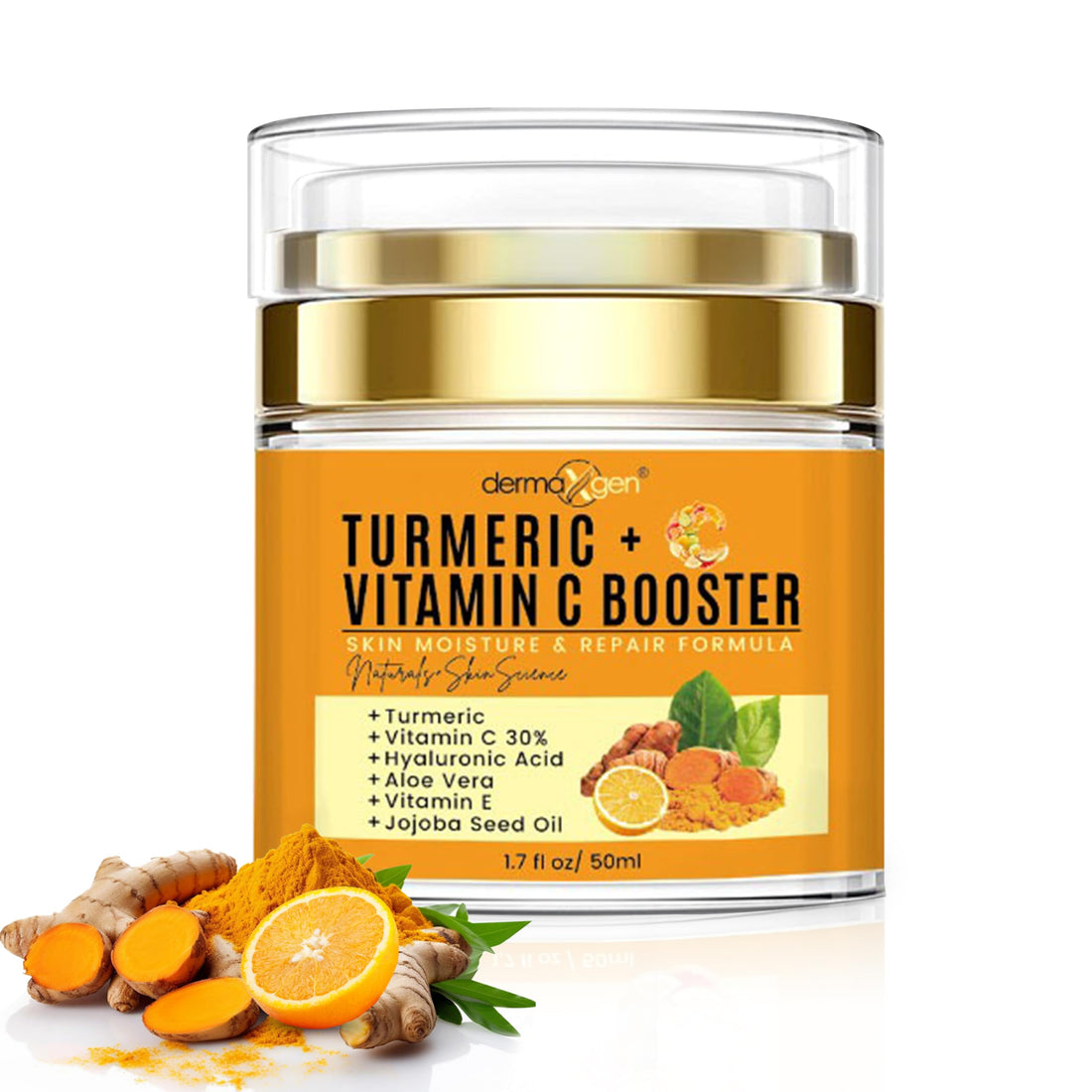 Hydrating & Skin Repair Cream with Hyaluronic Acid & Facial Shine Enhancer with Turmeric + 30% Vitamin C