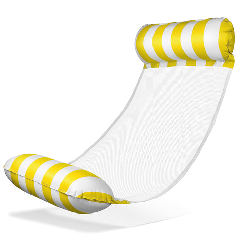 Balinco Water Hammock Water Mattress, Water Mat, Swimming Bed, Air Mattress with Armrests, Floating Lounger, Relax Lounger, Water Toy for Children and Adults (Yellow/White)