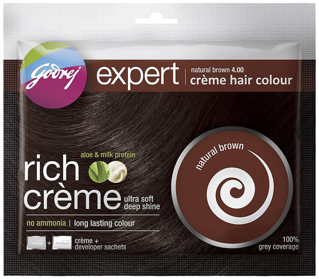 Godrej Expert Rich Cream Hair Color 20g & 20ml, Natural Brown)