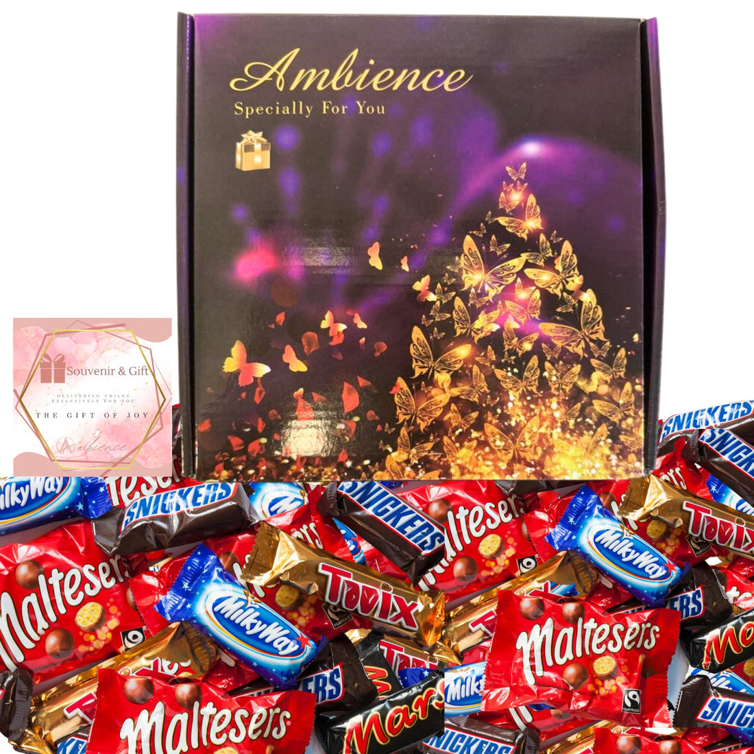 Fun Size 20pcs Milk Chocolate Gifts Box Include Mars, Snickers, Twix, Maltesers, Milky Way & Cards | Halloween Treat Or Trick, Christmas Chocolate, Birthday Party Filler Chocolate Sweet Box For Kids