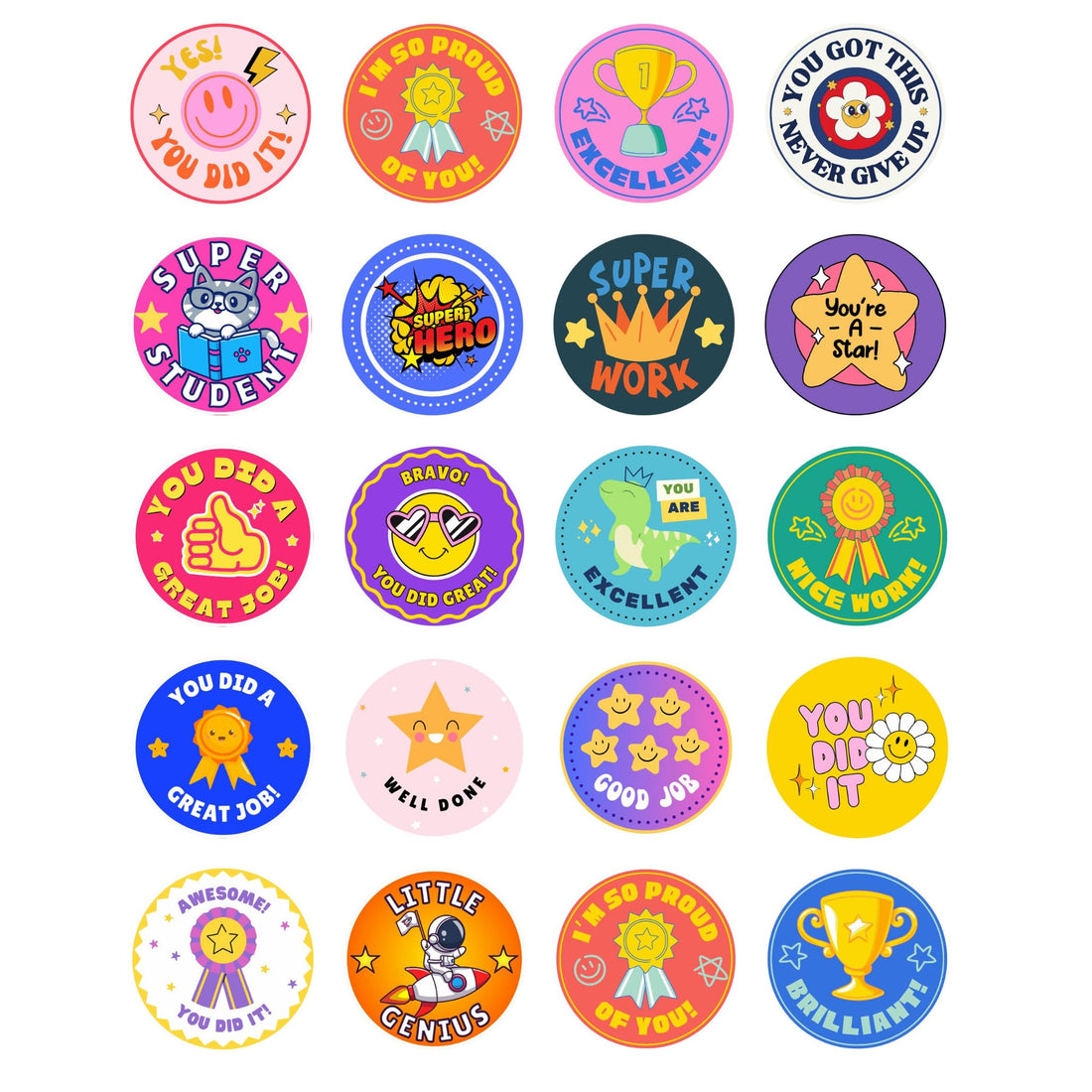 100 pcs Motivational Reward Stickers for Kids - Teachers, Parents & Students | Fun Positive Encouragement Decals for School, Classroom, Homework & Homeschooling