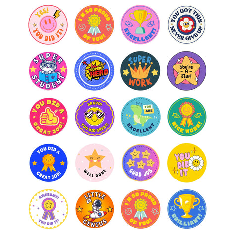 100 pcs Motivational Reward Stickers for Kids - Teachers, Parents & Students | Fun Positive Encouragement Decals for School, Classroom, Homework & Homeschooling