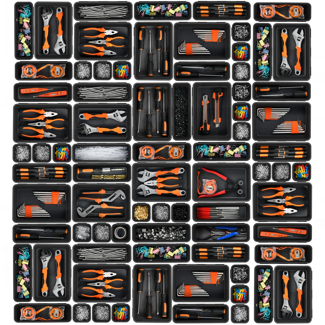 A-LuGei 【𝟰𝟮𝗣𝗖𝗦】 Tool Box Organizer Tray Divider Set, Desk Drawer Organizer, Garage Organization and Storage Toolbox Accessories for Rolling Tool Chest Cart Cabinet Work Bench Small Parts