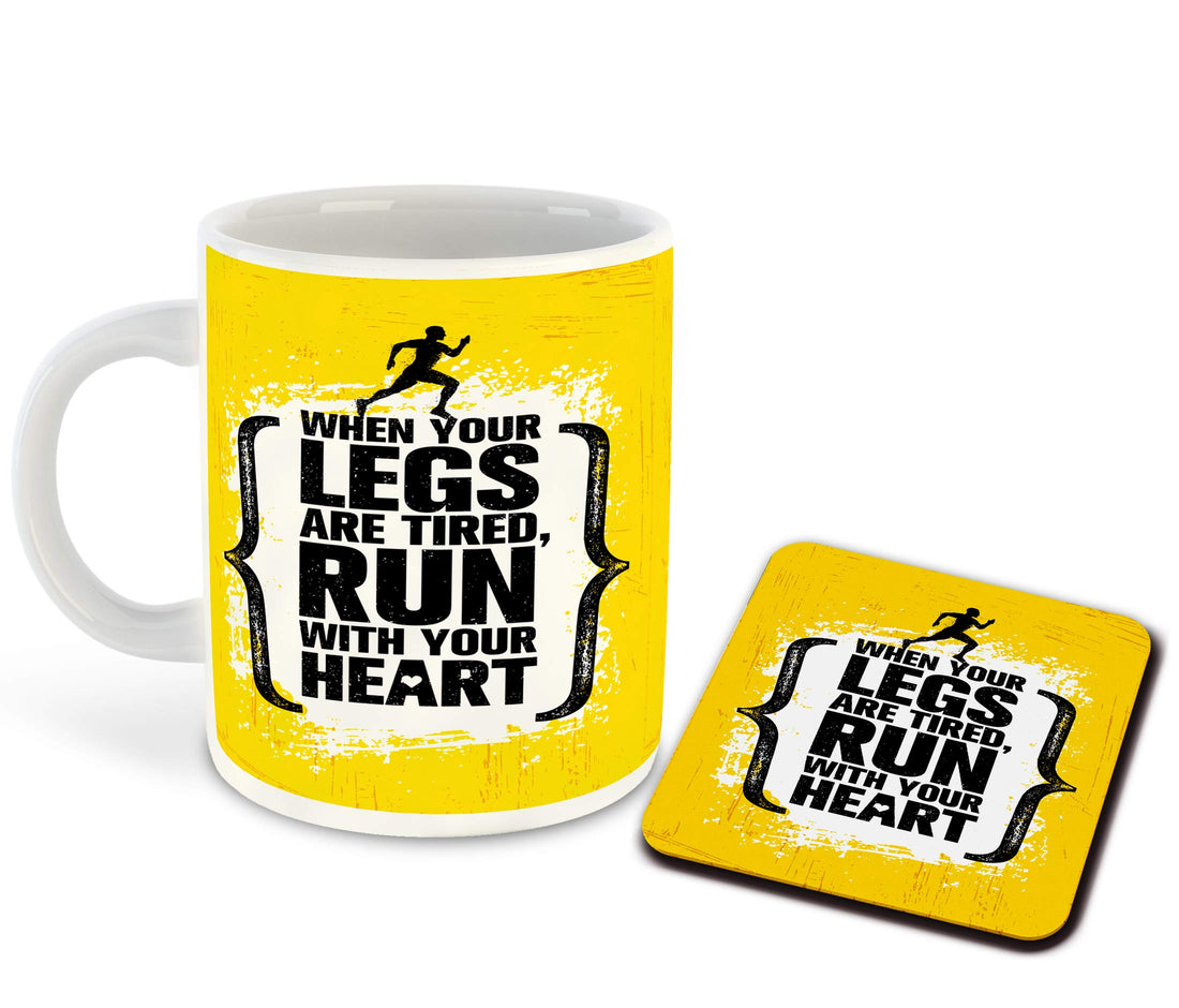 WHATS YOUR KICK - Running Inspired Designer Printed White Ceramic Coffee |Tea | Milk Mug Combo with Coaster (Gift | Sports | Motivational Quotes | Hobby (Combo 1)