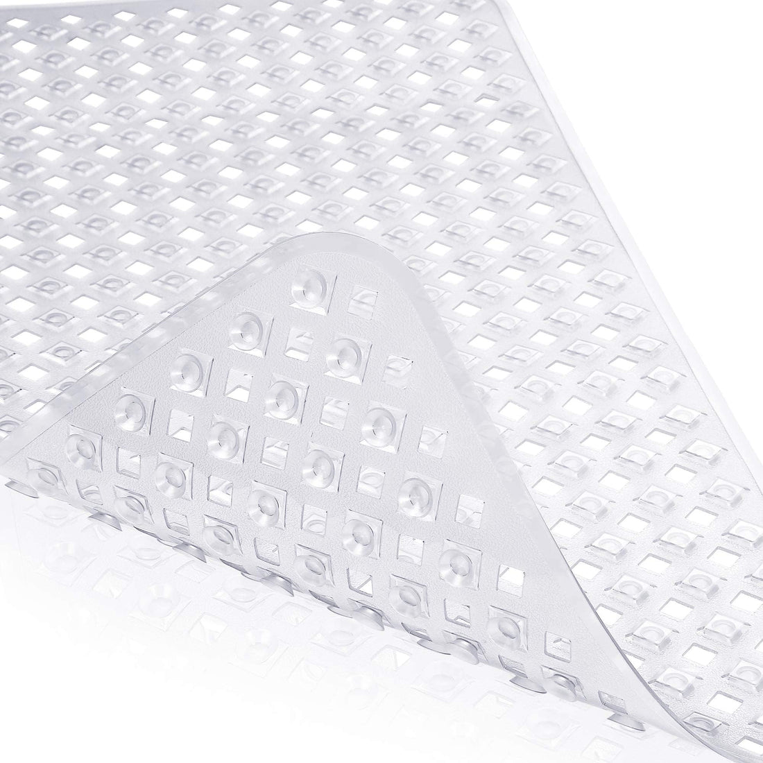 Bathtub Mats, Non Slip Bath Tub Shower Mat with Drain Holes Suction Cups to Keep Floor Clean, Soft on Feet, Bathroom Accessories, Bathroom Mats Machine Washable(80x40cm) (Clear)
