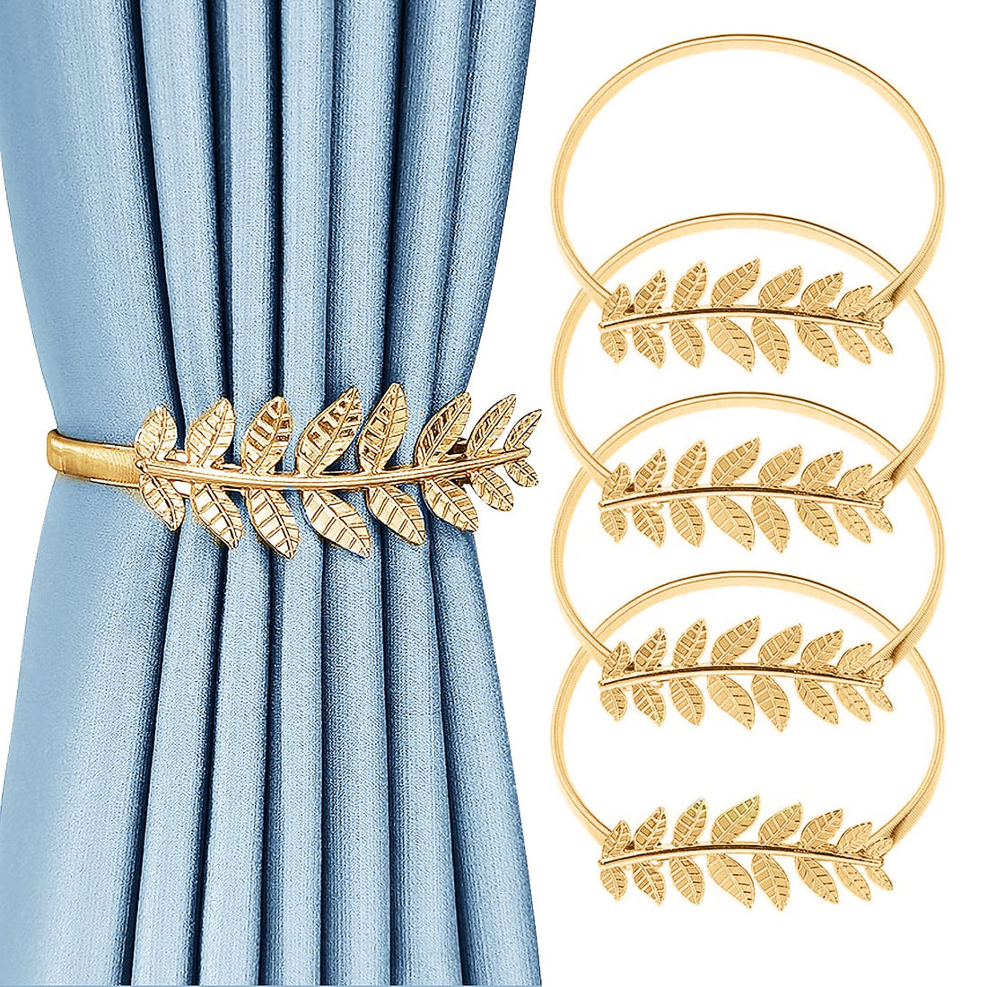 Friendship 4 Pcs Gold Leaf Curtain Tie Backs - Creative Curtain Holdbacks for Home & Outdoor Decoration